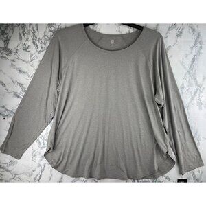 Ideology Womens 2X Storm Grey Long Sleeve Top Made From Recycled Materials